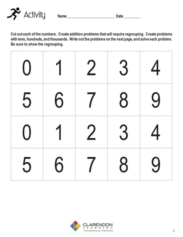 Addition with Regrouping Activity Worksheet