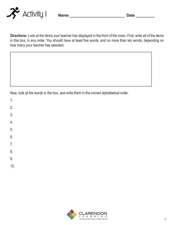 Alphabetical Order Activity