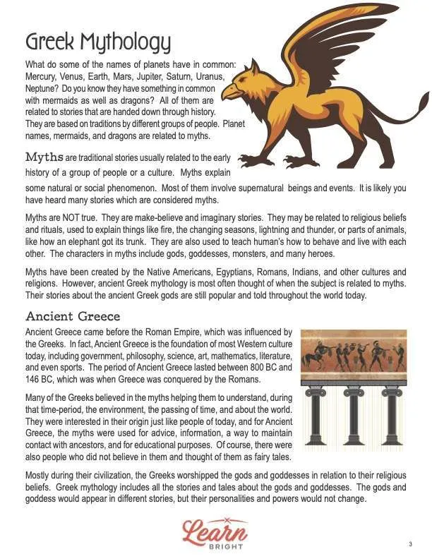 Greek Mythology, Free PDF Download - Learn Bright