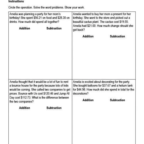 problem solving add and subtract money