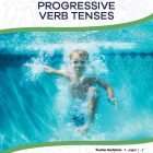 This is the title page for the Progressive Verb Tenses lesson plan. The image is of a boy who just jumped into a pool. The orange Learn Bright logo is at the top of the page.