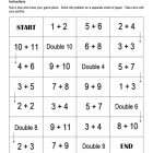 This is the activity page for the Using Doubles to Add lesson plan. It shows boxes with different addition equations to solve. The orange Learn Bright logo is in the top-right corner of the page.
