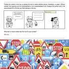 This is a content page for the Visual Multimedia Elements and Meaning lesson plan. There is a graphic with tons of different signs crowding each other.