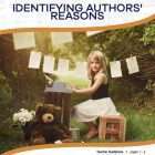 This is the title page for the Identifying Authors' Reasons – Grades 1-2 lesson plan. There is a picture of a girl typing on a typewriter. The orange Learn Bright logo is at the top of the page.