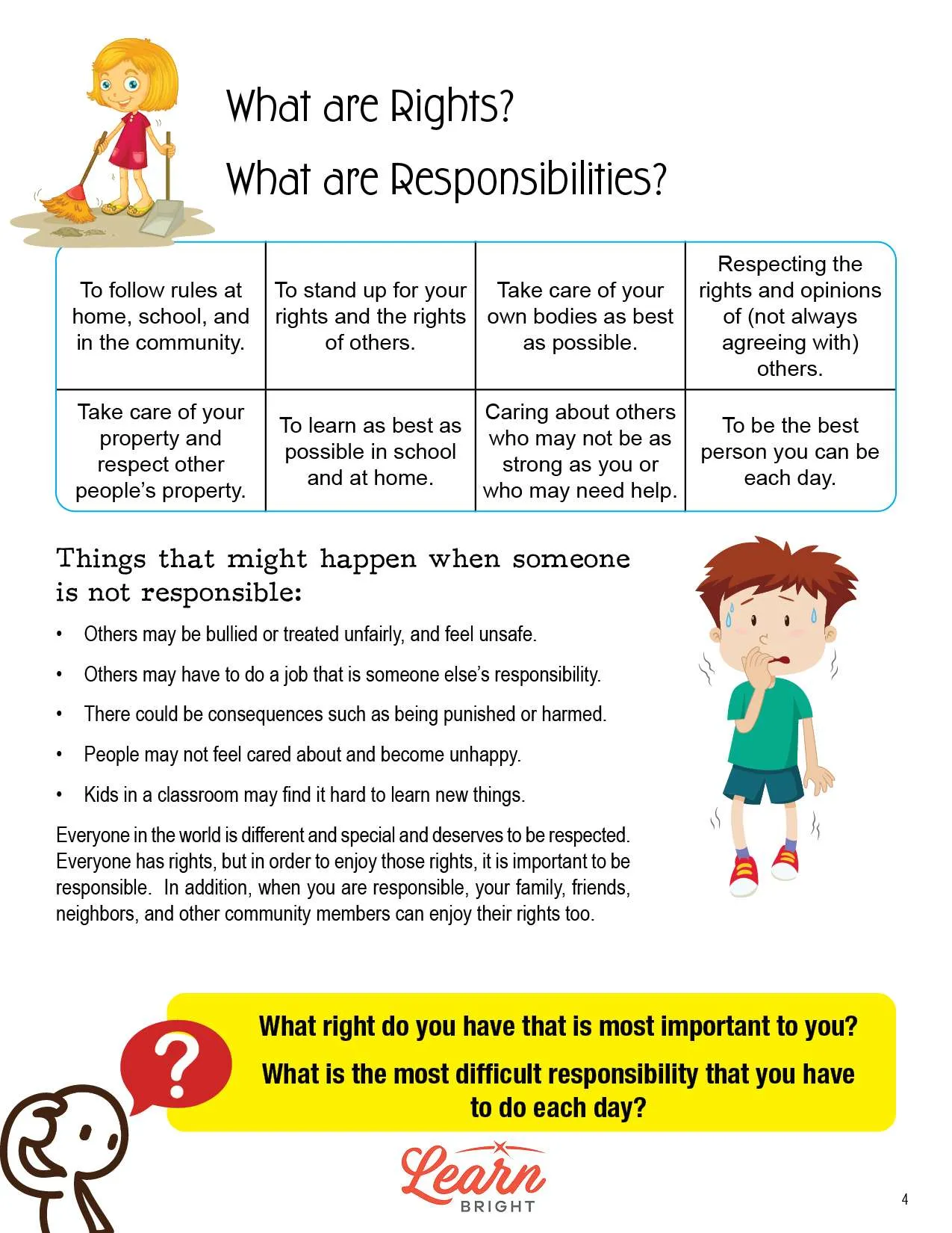 Rights And Responsibilities Worksheet