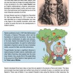 This is a content page for the Newtons Law's of Motion lesson plan. There is a picture of Sir Isaac Newton and an illustration of Newton under an apple tree, with an apple falling on his head. The orange Learn Bright logo is at the bottom of the page.