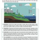 This is a content page for the The Water Cycle lesson plan. There is an illustration showing how the water cycle works. The orange Learn Bright logo is at the bottom of the page.