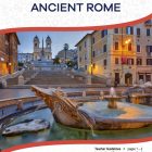 This is the title page for the Ancient Rome lesson plan. The main image is a picture of a fountain with stairs in the background leading to a church in the distance. The orange Learn Bright logo is at the top of the page.