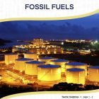 This is the title page for the Fossil Fuels lesson plan. The main image is of a factory at night. The orange Learn Bright logo is at the top of the page.