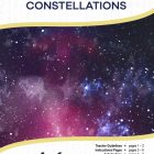 This is the title page for the Constellations lesson plan. The main image is of pink and blue galaxies in the universe. The orange Learn Bright logo is at the top of the page.