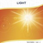 This is the title page for the Light lesson plan. The main image is a picture of the sun with an orange background. The orange Learn Bright logo is at the top of the page.