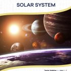 This is the title page for the Solar System lesson plan. The main image shows a picture of planets in the solar system, lit by the sun in the distance. The orange Learn Bright logo is at the top of the page.