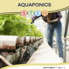 This is the title page for the Aquaponics STEM lesson plan. The main image is a photograph of a person tending to some plants that are part of an aquaponics farming system. The orange Learn Bright logo is at the top of the page.