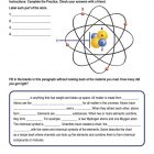 This is the practice worksheet for the Introduction to Atoms lesson plan. There is a diagram of an atom. The orange Learn Bright logo is in the top-right corner of the page.