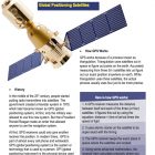 This is a content page for the GPS Satellites STEM lesson plan. There is a picture of a satellite in the corner. The orange Learn Bright logo is at the bottom of the page.