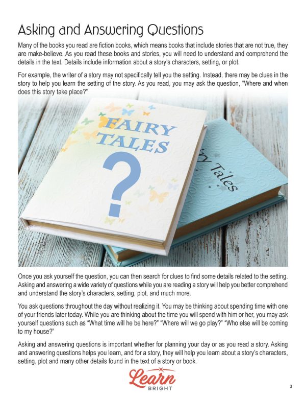 fairy tale book with question mark for our understanding fiction lesson plan
