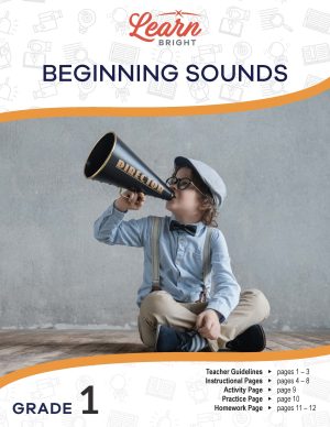 boy blowing horn for our beginning sounds lesson plan