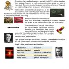 This is a content page for the Inventors and Inventions lesson plan. There are pictures of several different objects and people scattered around the page, such as pills, a wheel, Marie Curie, and a weapon of some kind. The orange Learn Bright logo is at the bottom of the page.