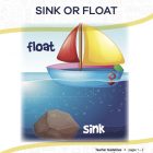 This is the title page for the Sink or Float lesson plan. The main image is a picture of a boat floating and a rock at the bottom of the ocean. The orange Learn Bright logo is at the top of the page.