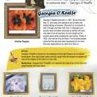 This is a content page for the Famous Artists lesson plan. There are pictures of several of Georgia O'Keeffe's paintings. The orange Learn Bright logo is at the bottom of the page.