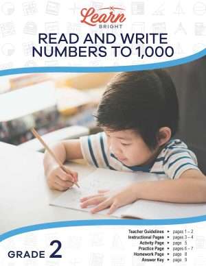 Boy writing numbers to 1,000