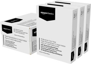 Amazon Basics Multipurpose Copy Printer Paper, 8.5" x 11", 20lb, 3 Ream (1500 Sheets), 92 Bright, white