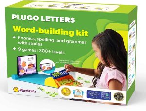 PlayShifu Educational Word Game - Plugo Letters (Kit + App with 9 Learning Games) STEM Toy Gifts for Kids Age 4 5 6 7 8 | Phonics, Spellings & Grammar | 48 Alphabet Tiles (Works with tabs/mobiles)