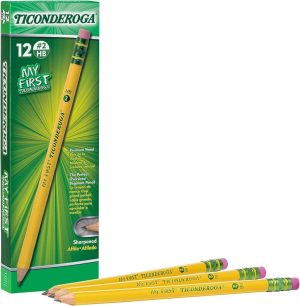 Ticonderoga My First Wood-Cased Pencils, Pre-Sharpened, 2 HB, Yellow, 12 Count