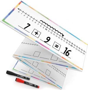 SCRIBBLEDO 0-100 Dry Erase Number Line Board Double Sided 4 Feet Number Lines for Students with a Red & Black Dry Erase Marker Featuring 0-100 Number Line on One Side and Blank Line on The Reverse
