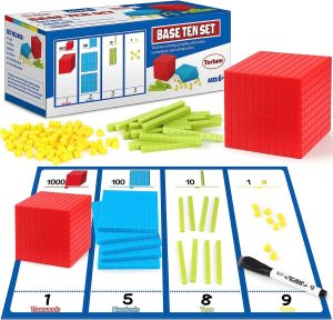 Torlam 131 PCS Base Ten Blocks for Math - Place Value Blocks, Plastic Base 10 Math Manipulatives 1st Grade, Math Counters, Number Blocks, Math Cubes, Counting Cubes for Kids Math