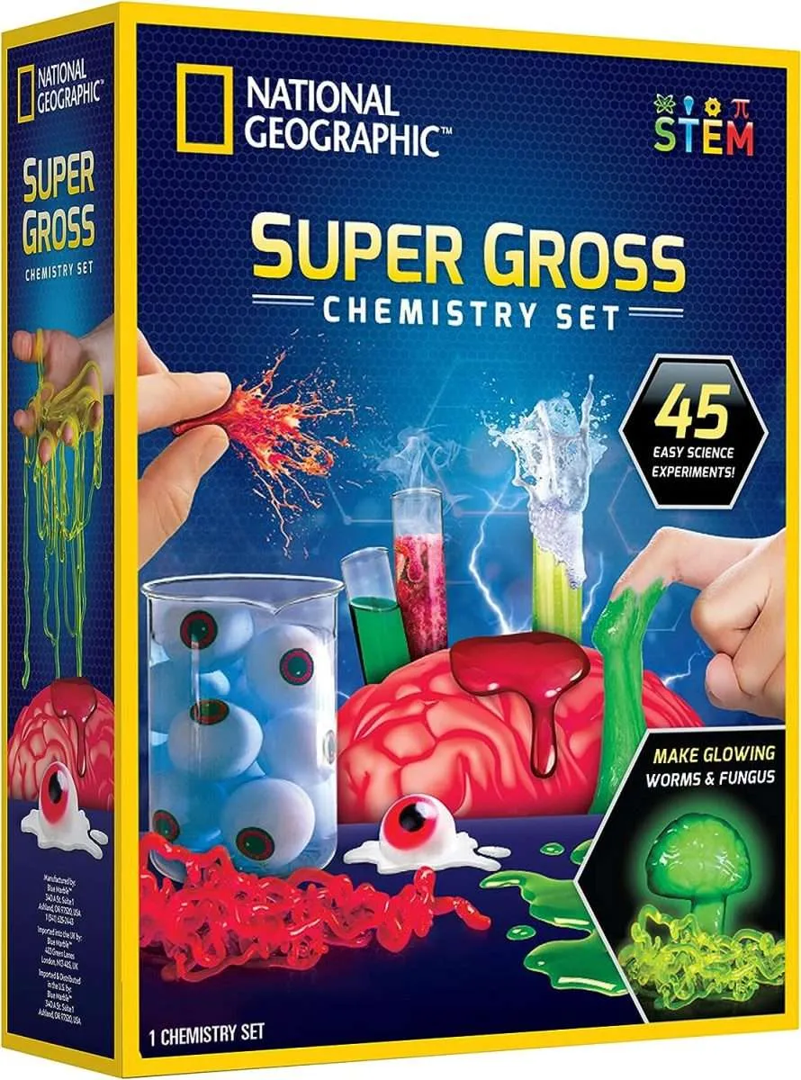 NATIONAL GEOGRAPHIC Gross Science Kit - 45 Gross Science Experiments-  Dissect a Brain, Make Glowing Slime Worms, Science Kit for Kids 8-12, STEM  Project Gifts for Boys and Girls ( Exclusive), Free