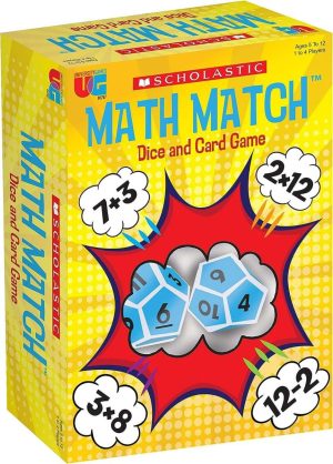 University Games Scholastic, Math Match Dice and Card Game, The Ultimate Mental Math Match for Kids Ages 5 to 12 and 1 to 4 Players from (00707)