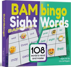 THE BAMBINO TREE Sight Word Bingo Game Level 3 & 4 - Learn to Read Vocabulary for 1st Grade 2nd Grade Kids - Family Fun Learning Dolch's Fry's Site Words Reading Game