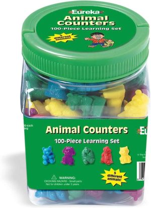 Eureka 867470 Learn to Count Animal Math Manipulatives for Kids and Classrooms, Multicolor, 100pcs