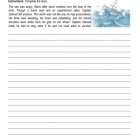 This is the homework worksheet for the Describing Story Elements lesson plan. There is a graphic of a ship surrounded by waves. The orange Learn Bright logo is in the upper right corner of the page.