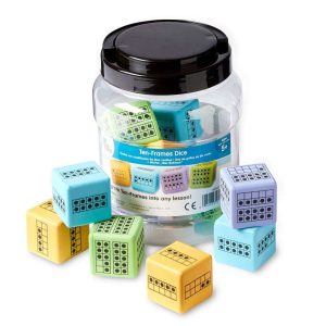 hand2mind Ten Frame Math Activity Dice Set, Foam Ten Frame Math Dice, Counting Toys for Counting, Sorting, Subitizing, Ten Frame Math Manipulatives, Math Games, Classroom Supplies (Set of 12)