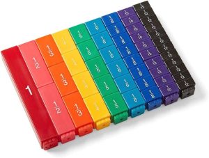 hand2mind Plastic Rainbow Fraction Tower Cubes Montessori Math Materials for Kids to Learn Fraction Equivalence Math Manipulatives 4th Grade Fraction Cube, Homeschool Supplies (Set of 51)