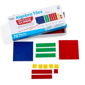 hand2mind Algebra Tiles for Kids Ages 10-17, Demonstration Algebra Tile Clings, Math Tiles for Algebra, Variables, and Integers, Homeschool Supplies (72 Pieces) -92858