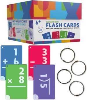 Carson Dellosa 4-Pack Math Facts Flash Cards Ages 6+, Addition and Subtraction Flash Cards and Multiplication and Division Flash Cards, Math Flash Cards for Kindergarten, 1st Grade and Up, 349 Cards