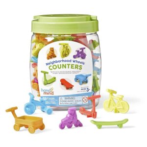 hand2mind Neighborhood Wheels Counters, Counters for Kids Math, Counting Objects, Color Sorting, Toys for Counting, Sorting Toys, Counting Manipulatives, Preschool Learning, Montessori Math Materials