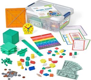 hand2mind Math Tools Small Group Sets 2-3 by Reagan Tunstall & Kristina Grant, Math Manipulatives, Base Ten Blocks, Play Money, Patten Blocks, Fraction Tiles, Color Tiles, Classroom Supplies