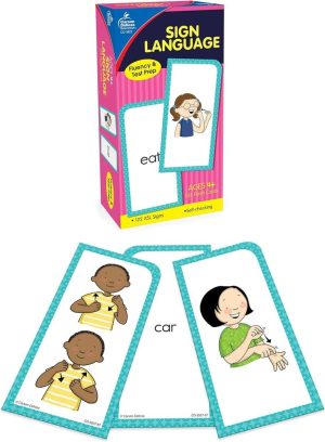 Carson Dellosa 104 American Sign Language Flash Cards for Kids, Toddlers and Beginners, ASL Flash Cards for Kids, ASL Cards for Beginners Covering 122 ASL Signs, Learn Sign Language for Beginners