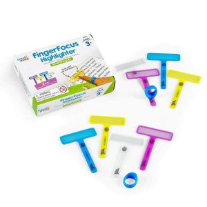 hand2mind FingerFocus Highlighter, Guided Reading Strips, Reading Tracker, Color Overlays for Dyslexia, ADHD Tools for Kids, Reading Classroom Supplies, Finger Pointer, Reading Accessories (6 Pack)