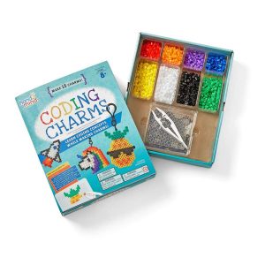 hand2mind Coding Charms, 15 Science Experiments, Coding for Kids Ages 8-12, Activity Book, Colorful Fuse Bead Patterns, Kids Coding, Fuse Bead Kit 18 Designs and 15 Key Chains, 2000 Fuse Beads