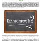 This is a content page for the Authors' Use of Reasons and Evidence lesson plan. There is a graphic of a chalkboard with the words "Can you prove it?" written on it. The orange Learn Bright logo is at the bottom of the page.