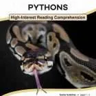 This is the title page for the Pythons lesson plan. The main image is of a python facing the camera with its tongue out. The orange Learn Bright logo is at the top of the page.