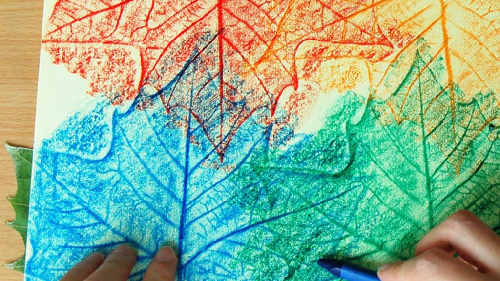 leaf rubbing thanksgiving craft idea