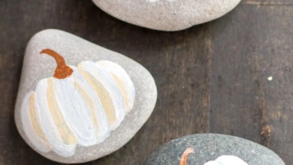 fall craft: painted pumpkin rock