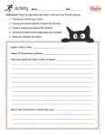 This is the activity worksheet for the Holidays: Halloween lesson plan. There is a graphic of a black cat. The orange Learn Bright logo is in the upper right corner of the page.