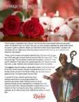 This is a content page for the Holidays: Valentine's Day lesson plan. There is a photo of roses with candles in the background. There is a painting of Saint Valentine. The orange Learn Bright logo is at the bottom of the page.